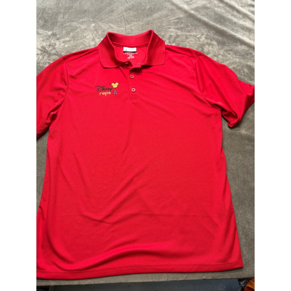 Disney Parks Landmark  Red Polo Shirt Men's‎ Large Embroidered Mickey Mouse Logo